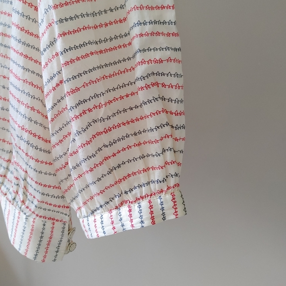 Anthropologie V-Neck Blouse Ivory Print Size 2 - Picture 11 of 16